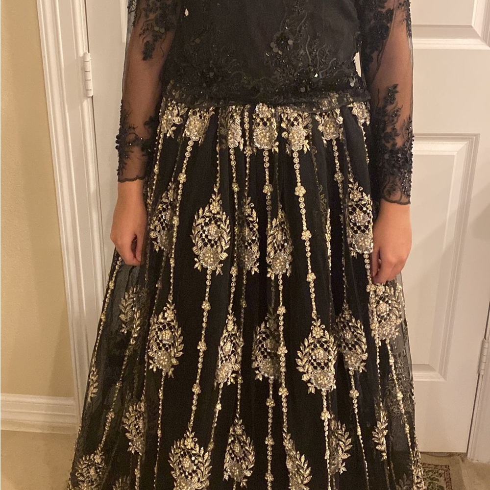 black pakistani long dress beautiful fashion skirt - Picture 11 of 11